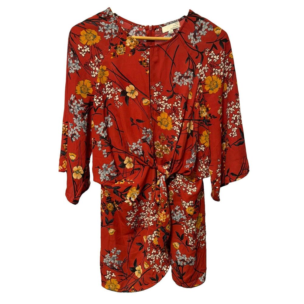Ten Sixty Sherman Top Blouse Rust Red Floral Party Date Casual Size Large